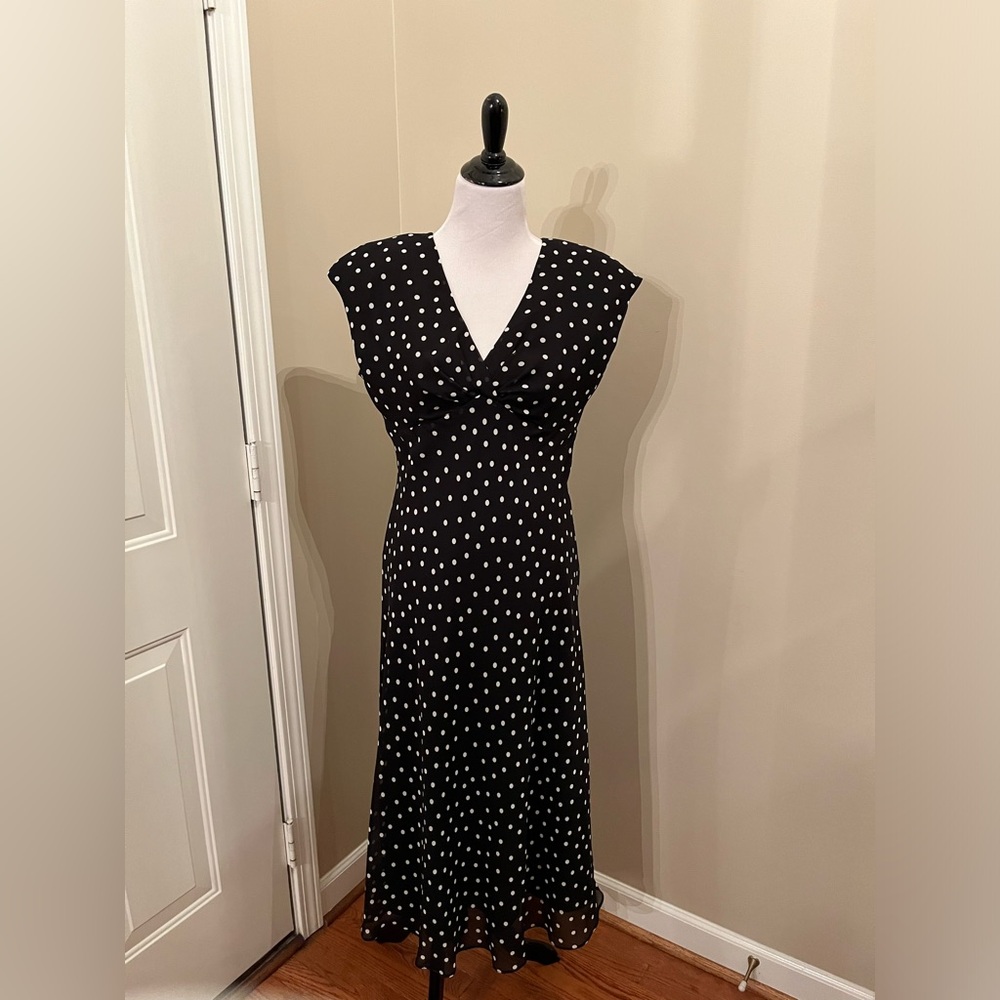 Evan Picone Black and White Polka Dot Dress Size 12